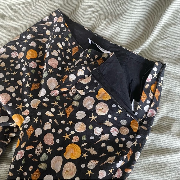 Rachel Antonoff Birdie Slim Straight Black Seashell Print Cigarette Pants 0 EUC - Picture 7 of 13